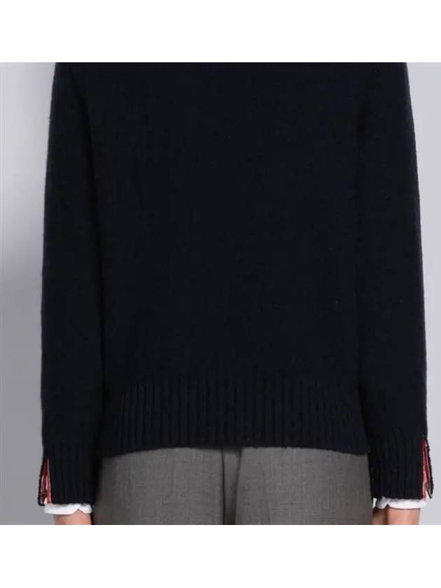 Donegal 4-Bar Striped Crew Neck Wool Knit Top Navy - THOM BROWNE - BALAAN 8