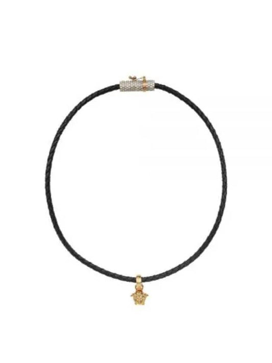 Crystal Medusa Leather Necklace Black - VERSACE - BALAAN 2