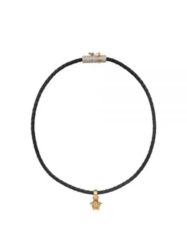 Crystal Medusa Leather Necklace Black - VERSACE - BALAAN 2