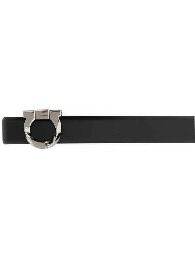 Gancini Reversible Leather Belt Black - SALVATORE FERRAGAMO - BALAAN 3