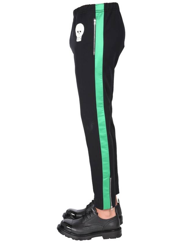 Men's Skull Head Patch Green Lining Track Pants Black - ALEXANDER MCQUEEN - BALAAN 4