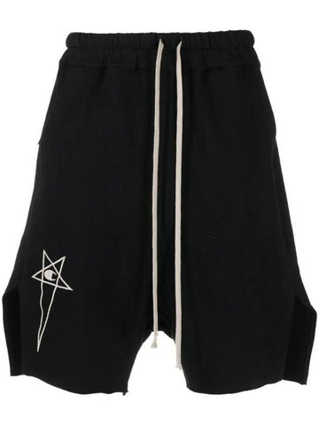 Champion Embroidered Logo Cotton Shorts Black - RICK OWENS - BALAAN 1