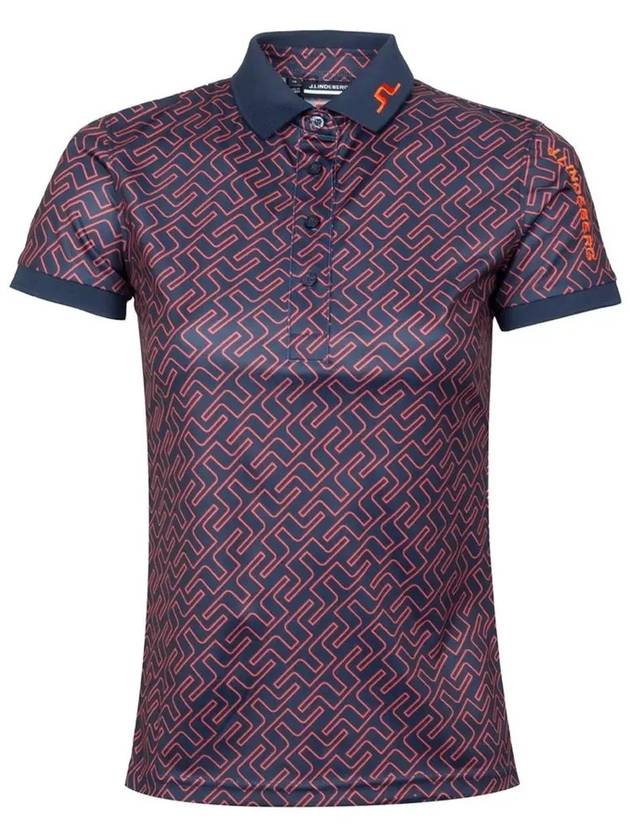 Tour Tech Print Short Sleeve PK Shirt Blue Ketchup - J.LINDEBERG - BALAAN 2