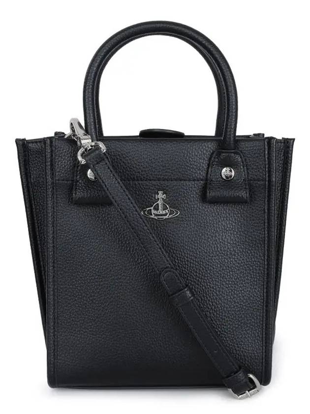 Orb Plaque Leather Tote Bag Black - VIVIENNE WESTWOOD - BALAAN 2