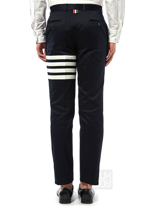 Diagonal Unconstructed Chino Straight Pants Navy - THOM BROWNE - BALAAN 5