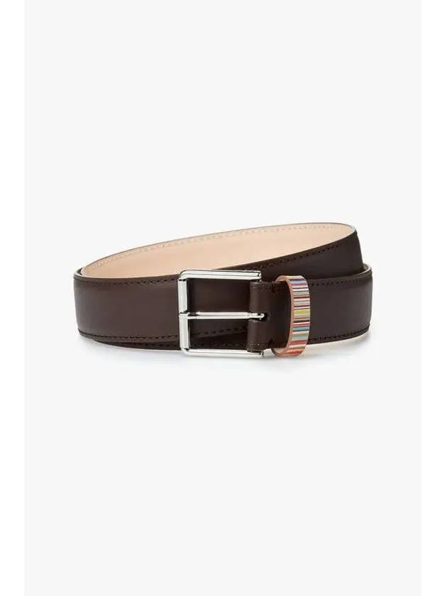 Striped loop leather belt dark brown - PAUL SMITH - BALAAN 1