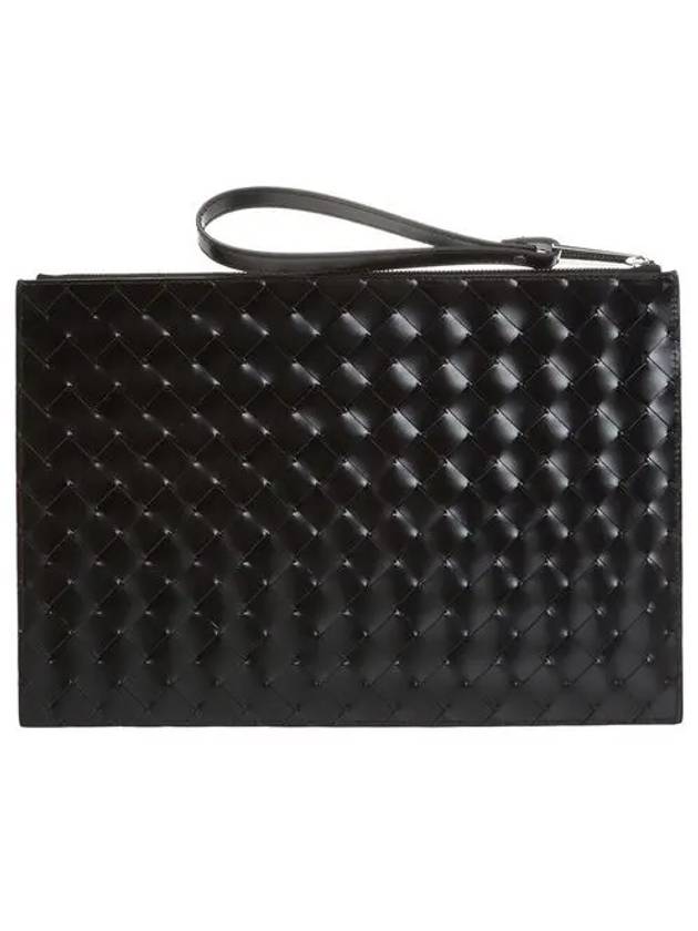 Intrecciato Medium Clutch Bag Black - BOTTEGA VENETA - BALAAN 3