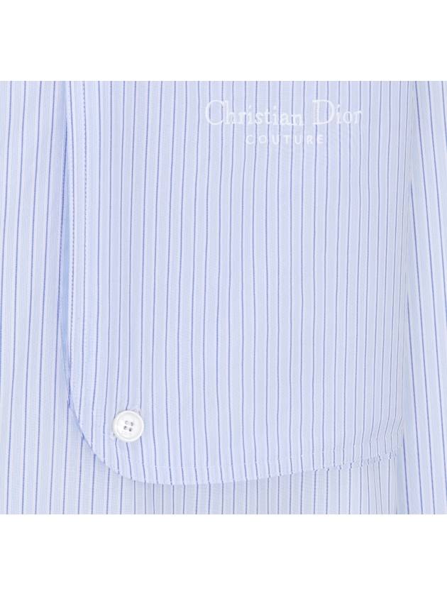 Couture Embroidery Striped Cotton Poplin Long Sleeves Shirt Light Blue - DIOR - BALAAN 7