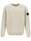 Brushed Cotton Fleece Garment Dyed Crewneck Sweatshirt Stucco - STONE ISLAND - BALAAN 2