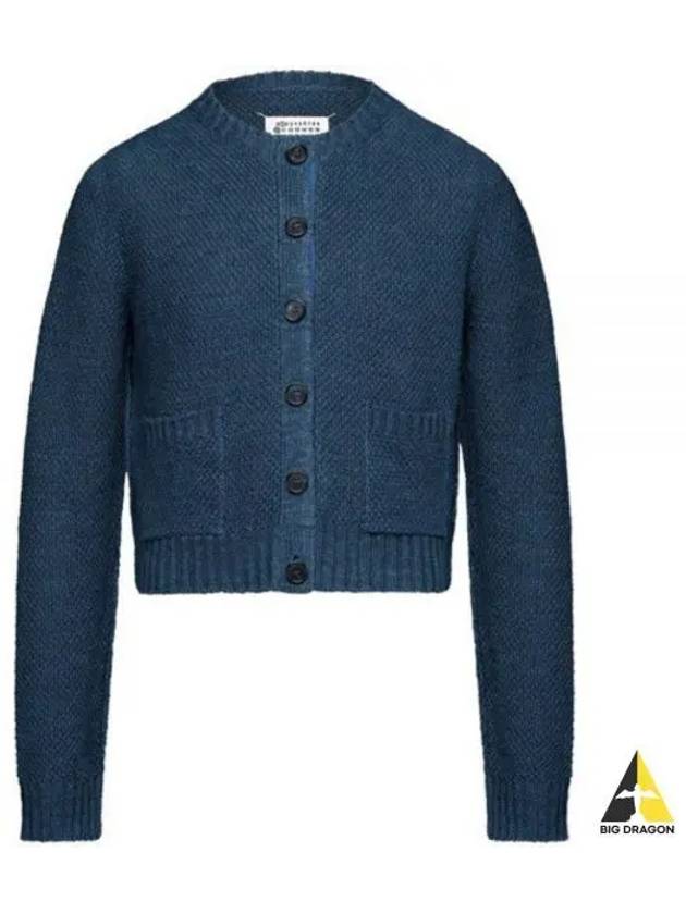 Hemp Basket Weave Knit Cardigan Blue - MAISON MARGIELA - BALAAN 2