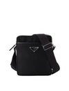 Triangle Logo Re-Nylon Saffiano Leather Cross Bag Black - PRADA - BALAAN 2