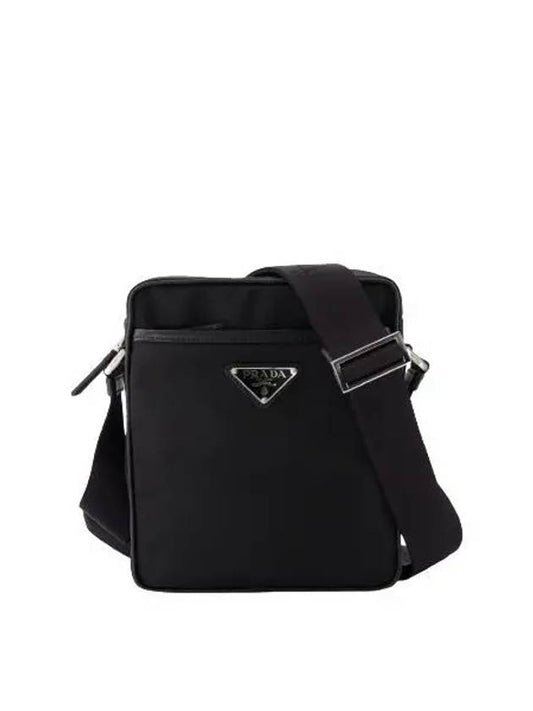 Triangle Logo Re-Nylon Saffiano Leather Cross Bag Black - PRADA - BALAAN 2