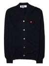 Men's Small Heart Patch Cardigan P1N080 BLACK - COMME DES GARCONS - BALAAN 1