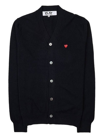 Men's Small Heart Patch Cardigan P1N080 BLACK - COMME DES GARCONS - BALAAN 1