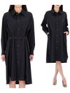 Women's Two Pocket Virgin Wool Midi Dress Squid Ink - LEMAIRE - BALAAN.