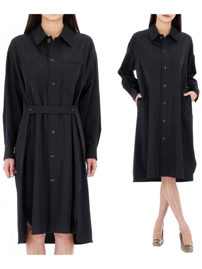 Women's Two Pocket Virgin Wool Midi Dress Squid Ink - LEMAIRE - BALAAN 2