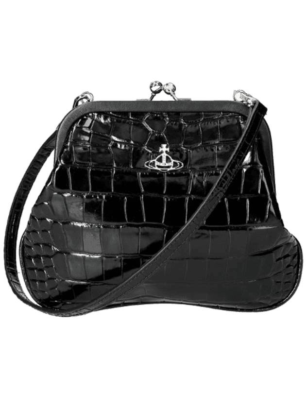 ORB Stud Croc Leather Clutch Bag Black - VIVIENNE WESTWOOD - BALAAN 1