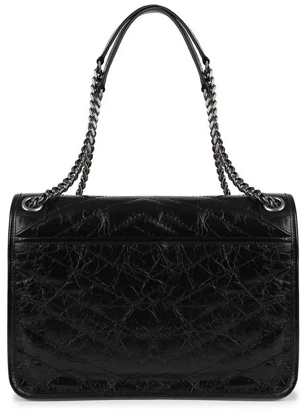 Nikki Medium Krinkle Vintage Leather Shoulder Bag Black - SAINT LAURENT - BALAAN 4