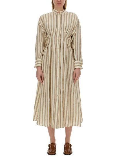 Striped Linen Long Dress White - MAX MARA - BALAAN 2