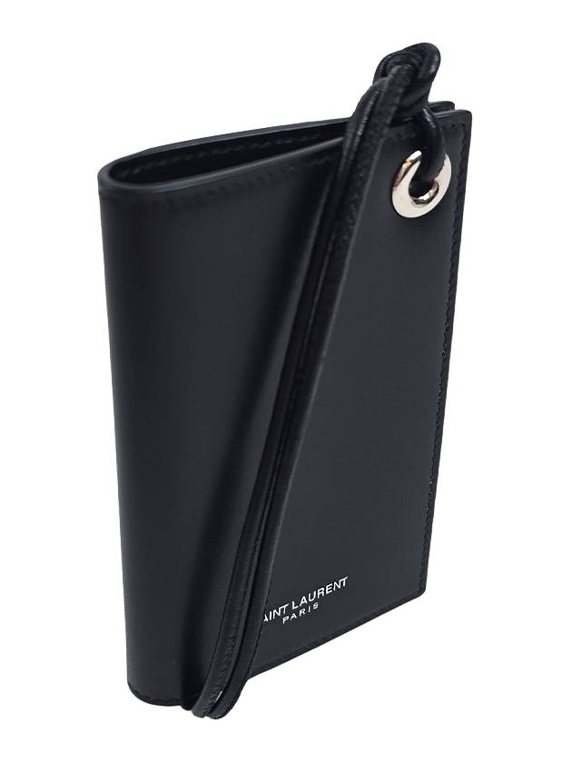 Men's Logo Strap Card Wallet Black - SAINT LAURENT - BALAAN 4