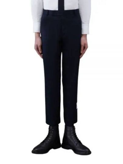 Men's Twill Unconstructed Cotton Straight Pants Navy - THOM BROWNE - BALAAN 2