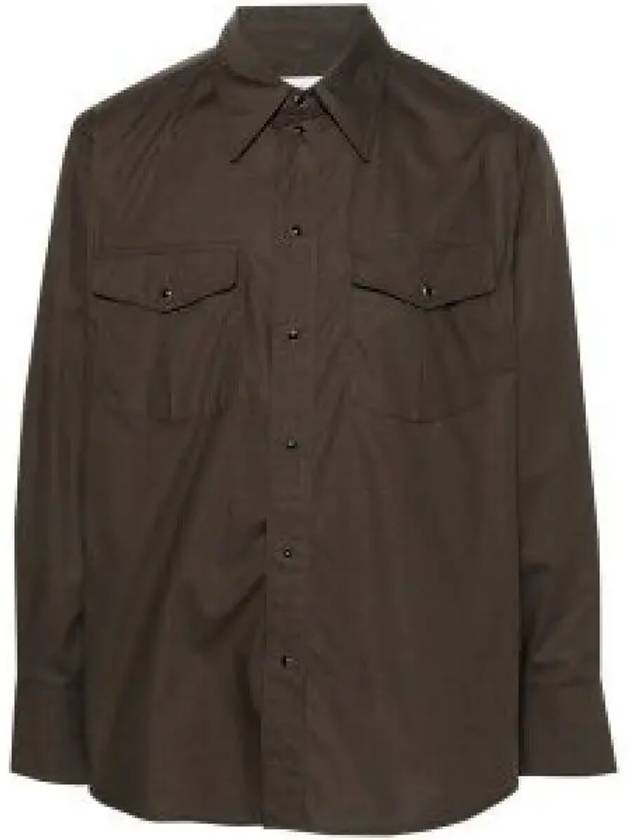 Western Poplin Long Sleeve Shirt Espresso - LEMAIRE - BALAAN 2