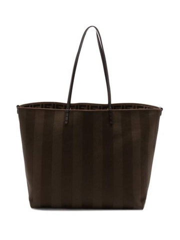 Roll Pequin Stripe Large Tote Bag Brown - FENDI - BALAAN 1