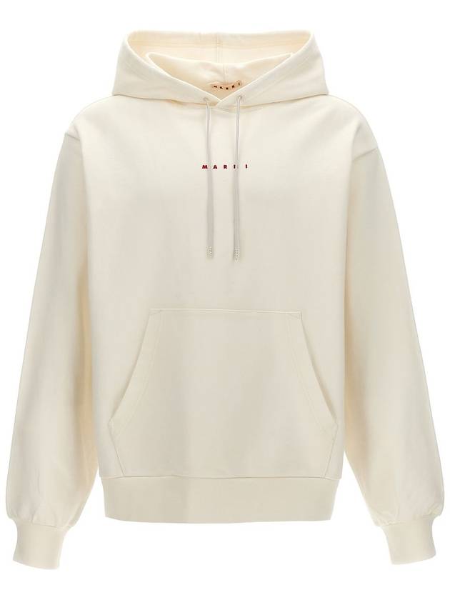 Logo Print Drawstring Hoodie White - MARNI - BALAAN 2