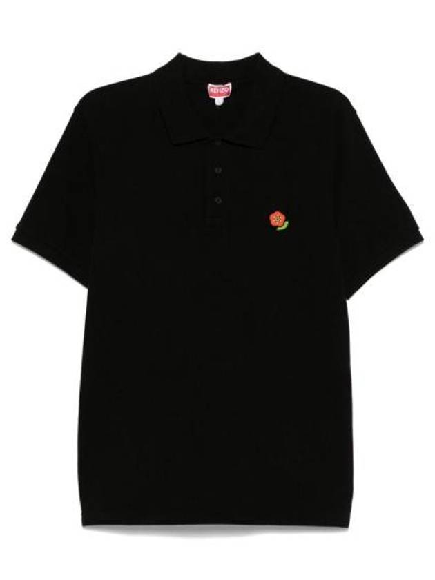 Pop Embroidery Slim Polo Shirt Black - KENZO - BALAAN 2