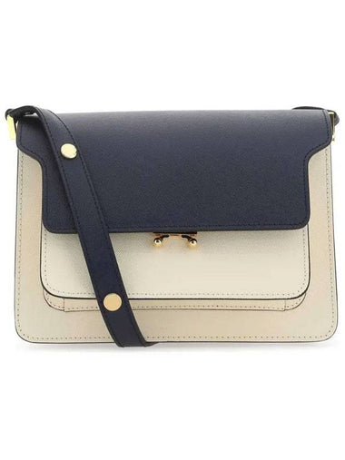 Saffiano Trunk Medium Shoulder Bag Navy - MARNI - BALAAN 1