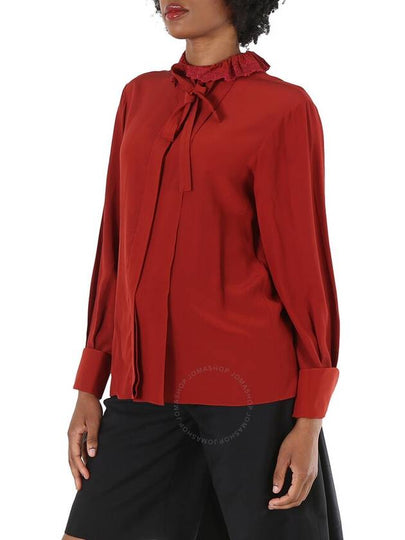 Chloe Ladies Peppery Red Ruffle-Neck Silk Shirt, Brand Size 40 (US Size 8) - CHLOE - BALAAN 2