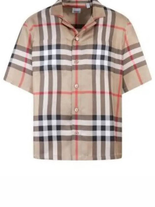 Vintage Check Silk Short Sleeve Shirt Archive Beige - BURBERRY - BALAAN 2