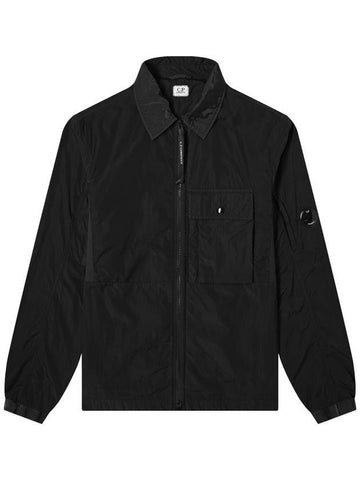 Lens Wappen Nylon Zip-Up Jacket Black - CP COMPANY - BALAAN 1