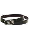 Gancini Reversible Adjustable Calfskin Leather Belt Black - SALVATORE FERRAGAMO - BALAAN 3