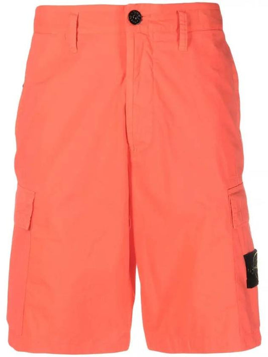 Cotton Wappen Patch Cargo Pocket Shorts Orange - STONE ISLAND - BALAAN.