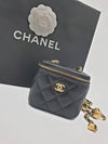 Gold Ball Vanity Bag Square Strap Adjustable Cross Lambskin Black Plated AP1447 - CHANEL - BALAAN 1