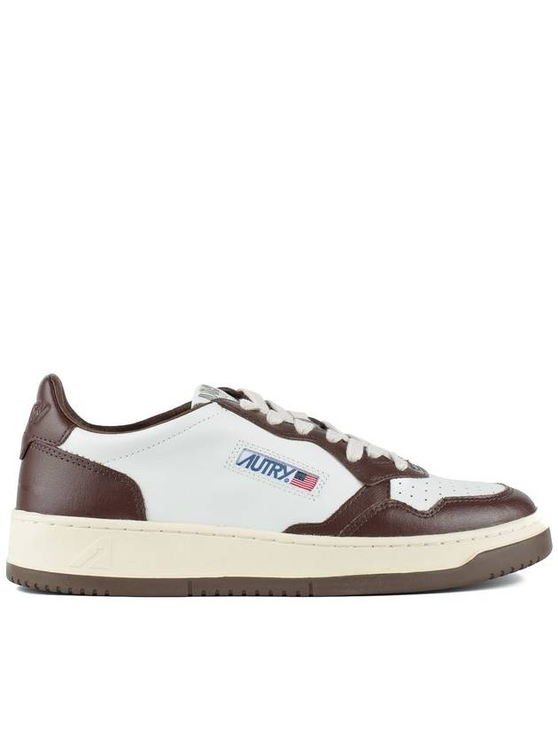 Autry Medalist Low Two-Tone Chestnut And White Leather Sneakers - AUTRY - BALAAN 1