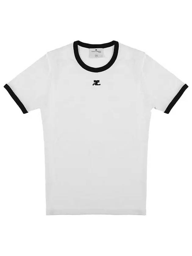 Contrast Signature Short Sleeve T-Shirt White - COURREGES - BALAAN 5