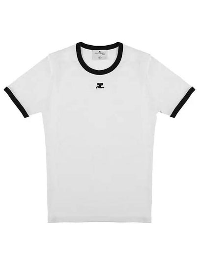 Contrast Signature Short Sleeve T-Shirt White - COURREGES - BALAAN 2