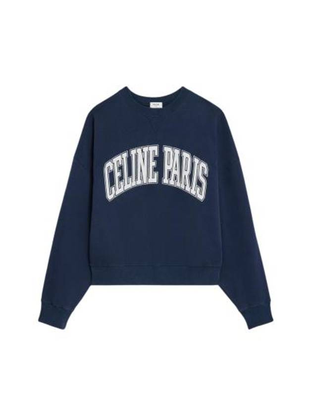 Logo Print Oversized Cotton Sweatshirt Navy - CELINE - BALAAN 2