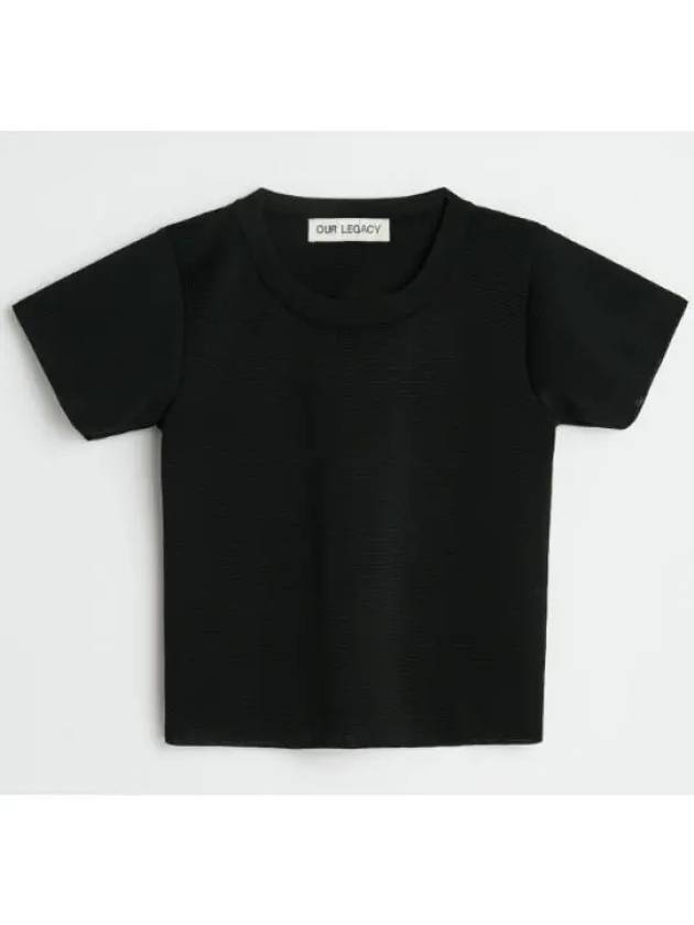 Knitted Cropped Performance Poly Short Sleeve T-Shirt Black - OUR LEGACY - BALAAN 2