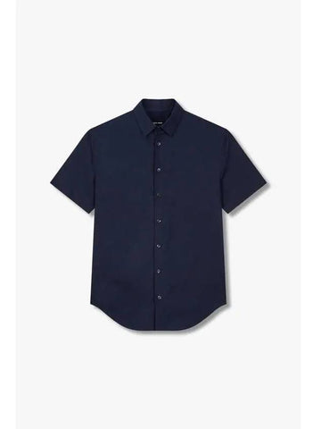 Men s seersucker short sleeve shirt navy - GIORGIO ARMANI - BALAAN 1