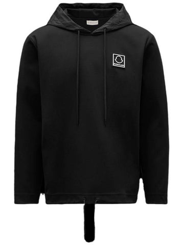 Square Logo Hoodie Black - MONCLER - BALAAN.