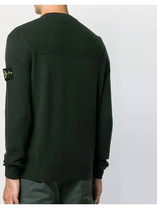 Wappen Patch Crew Neck Wool Knit Top Dark Green - STONE ISLAND - BALAAN 4