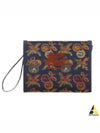 Embroided Logo Jacquard Clutch Bag Navy - ETRO - BALAAN 2