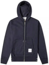 Center Back Stripe Cotton Zip Up Hoodie Navy - THOM BROWNE - BALAAN 2