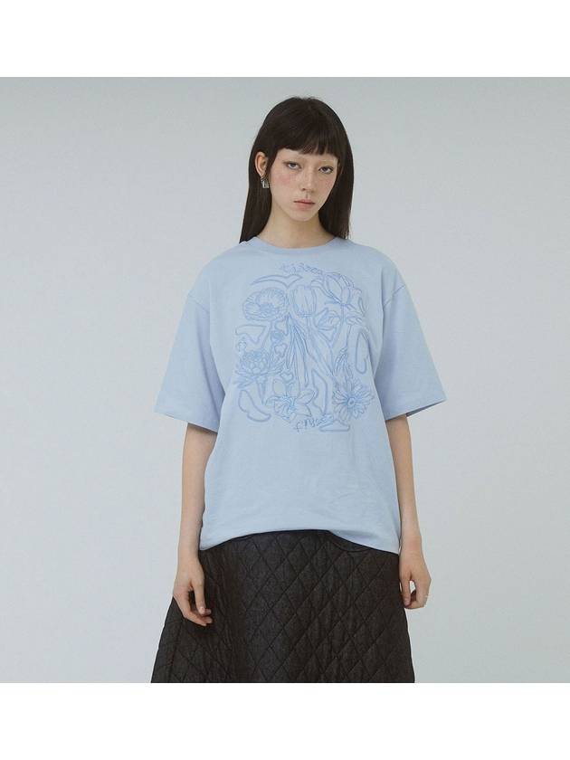 FLOWER EMBROIDERY T SHIRT BL emboss blue - TIBAEG - BALAAN 4