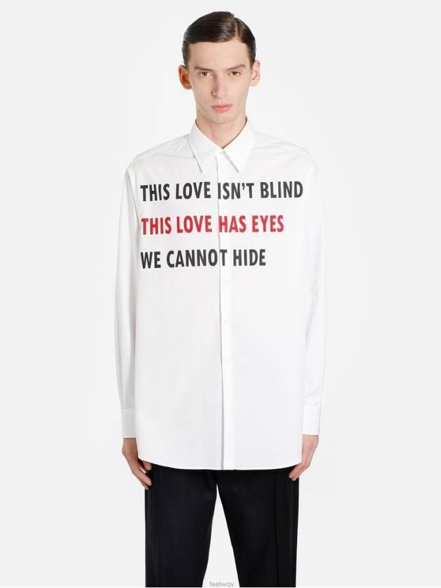 Men's Slogan Logo Long Sleeve Shirt White - VALENTINO - BALAAN 5