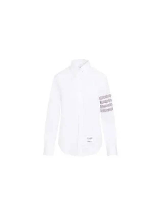 4 Bar Striped Cotton Long Sleeve Shirt White - THOM BROWNE - BALAAN 2