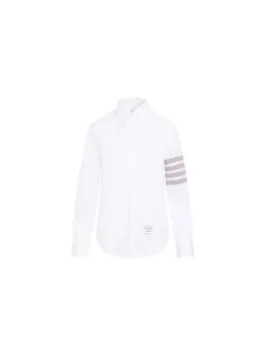 4 Bar Striped Cotton Long Sleeve Shirt White - THOM BROWNE - BALAAN 2